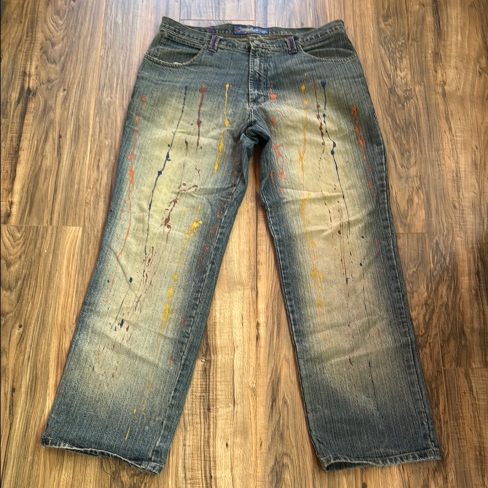 Blue Relaxed Fit Jeans with Distressed Details
